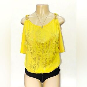 Chain Embellished Tank Blouse Yellow Women